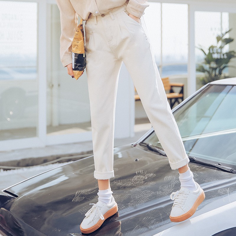 👖[ẢNH+VIDEO THẬT] Quần Jean Baggy Trắng - Cạp Cao Tôn Dáng - Chất Dày Dặn - Style Hàn Quốc - Cực Xinh