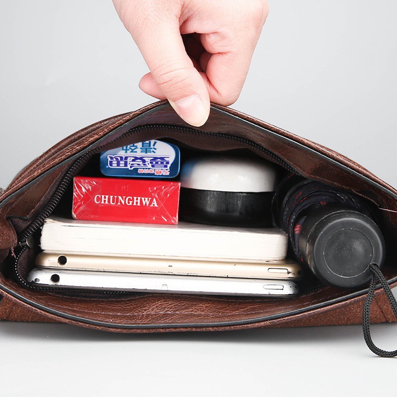 Túi đeo chéo Nam da thật Jeep cao cấp đựng Ipad 10 inch loại lớn