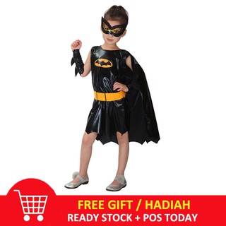Set Đồ Hóa Trang Batman Siêu Anh Hùng + Áo Choàng + Mặt Nạ + Vòng Tay Cho Bé Gái