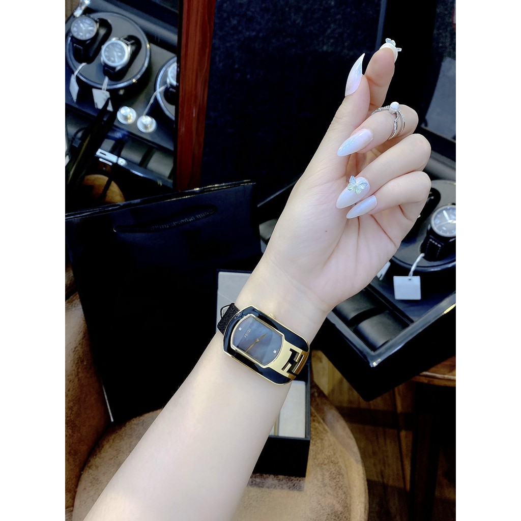 Đồng hồ Nữ dây da chính hãng full box FENDI, đồng hồ đeo tay nữ cao cấp, chính hãng dây đen, thời trang mới nhất