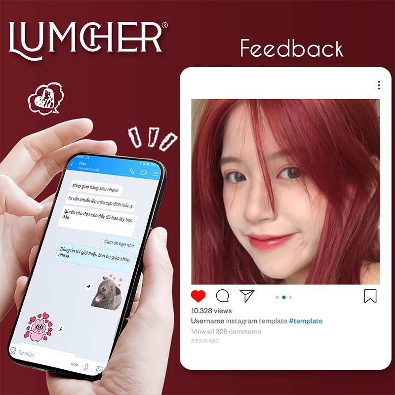 Thuốc nhuộm tóc Đỏ Rượu tại nhà chính hãng Lumcher LC30