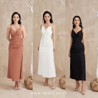 Đầm body 2s cột nơ nhún ngực xẻ tà sang chảnh