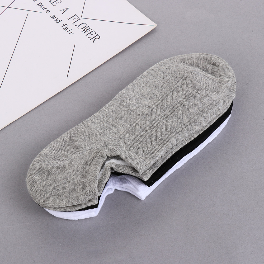 (Hàng Mới Về) Set 1 / 3 Cặp Vớ Cotton Cổ Thuyền Kháng Khuẩn Thoáng Khí Nhiều Màu Cho Nam