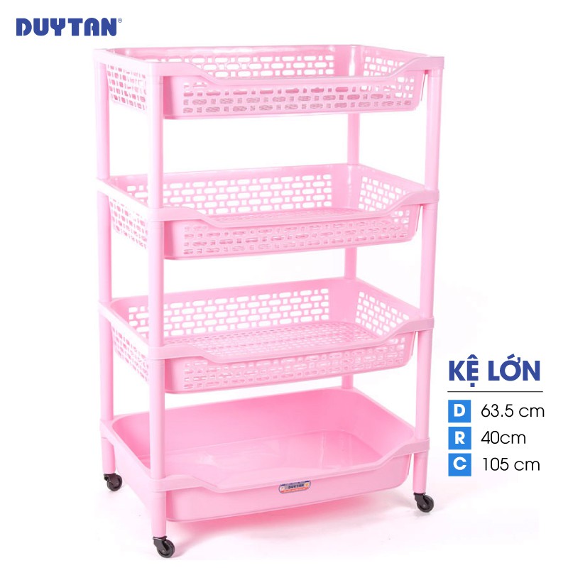 Kệ Nhựa Duy Tân size lớn loại 4 ngăn có bánh xe - K633/4