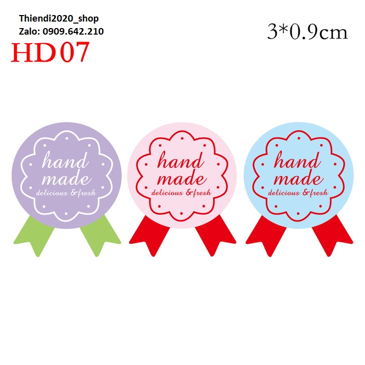 TEM DÁN CHỮ " HAND MADE" >