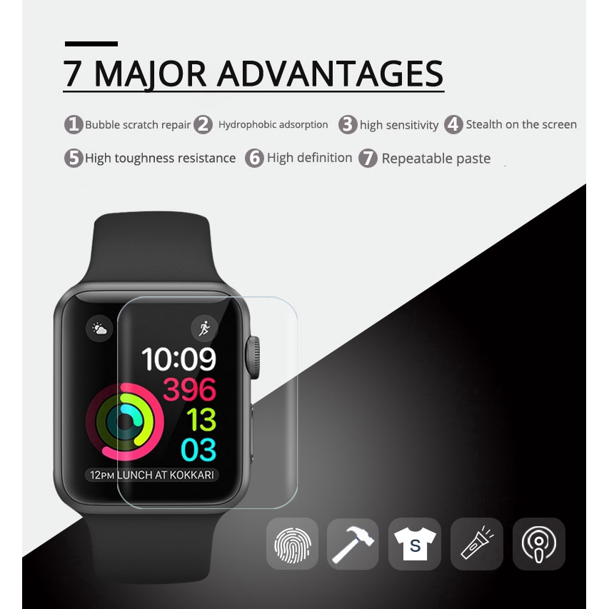 【Apple Watch Protect Front Film】Bộ 5 miếng dán cường lực trong suốt cho đồng hồ Apple