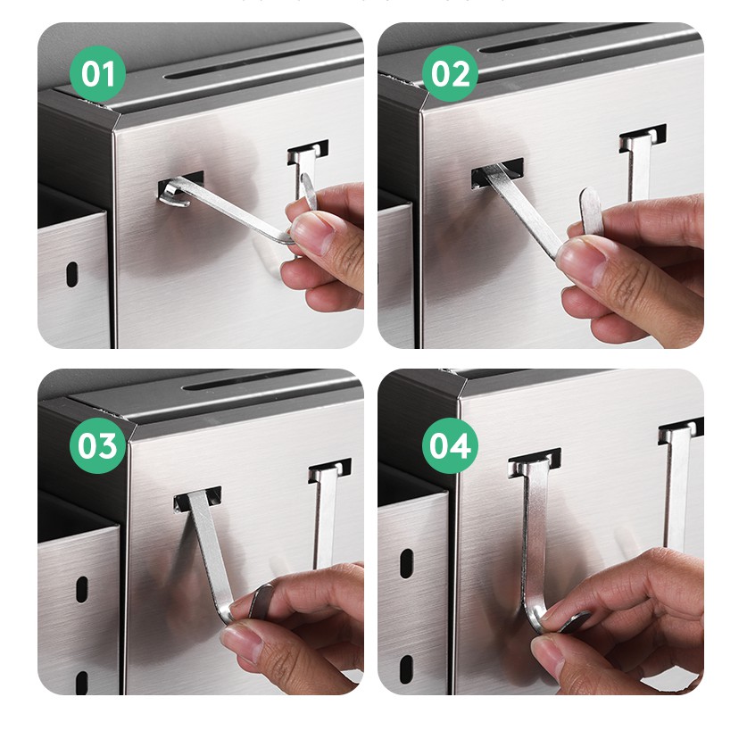 Kệ để dao đũa muỗm dán tường inox, kệ inox cắm dao đũa thìa