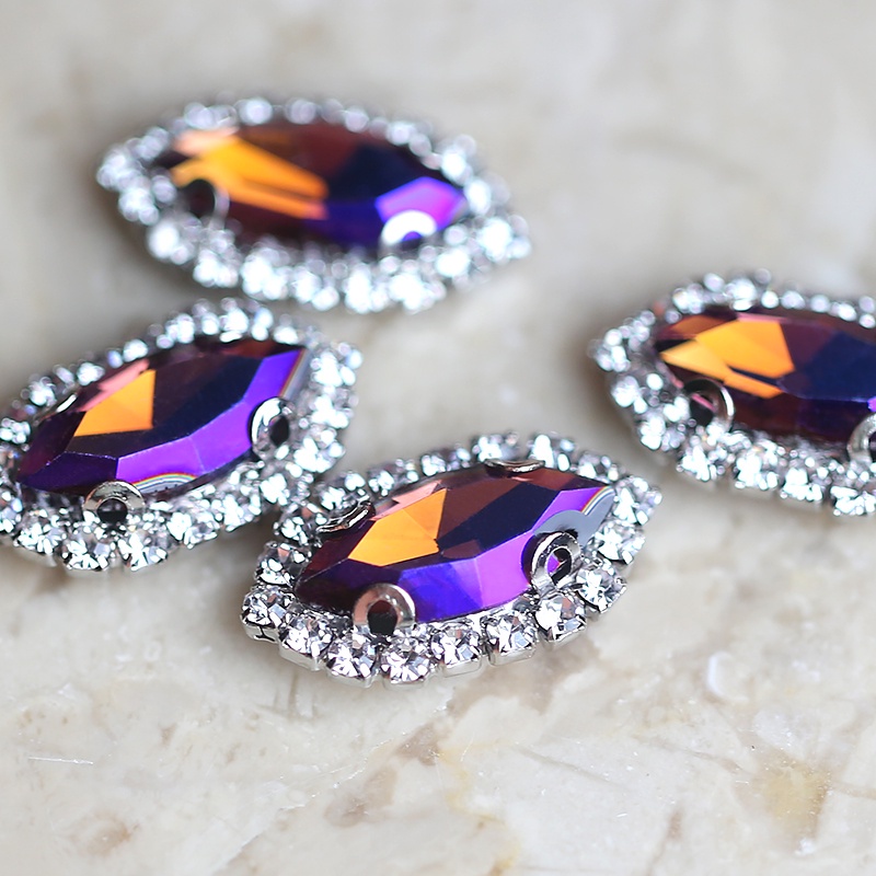 Hạt Pha Lê Nhiều Màu Kích Thước 7x15mm Dùng Trang Trí Túi Xách / Quần Áo DIY