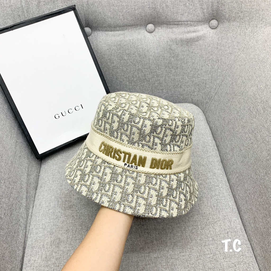 Nón bucket cao cấp Dior CD logo thêu tinh tế
