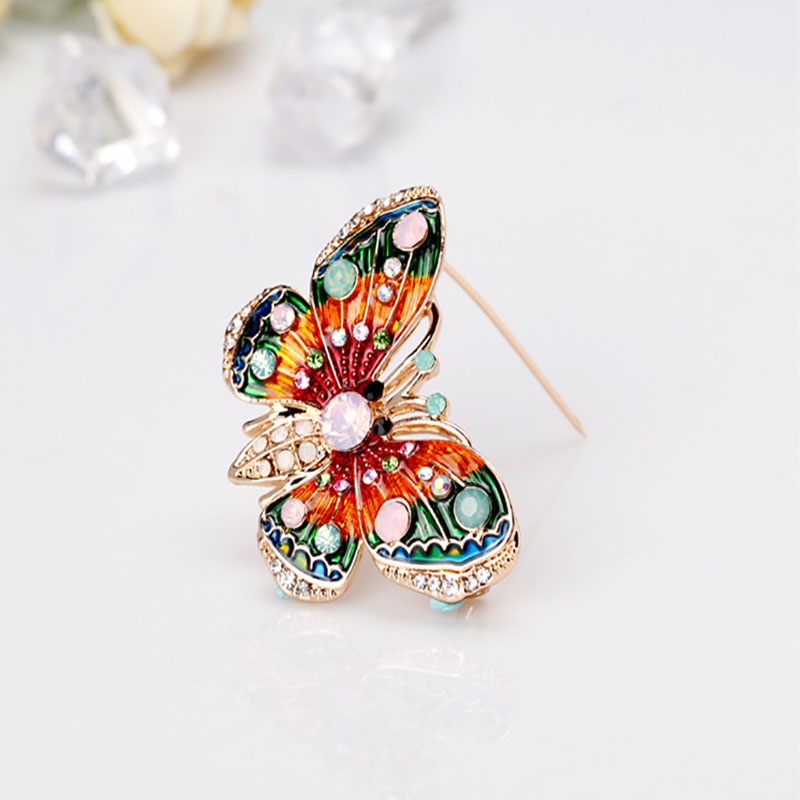 Ghim Cài Áo Hình Bướm Đính Đá Chất Liệu Hợp Kim Phong Cách Âu Mỹ Thời Trang Cao Cấp