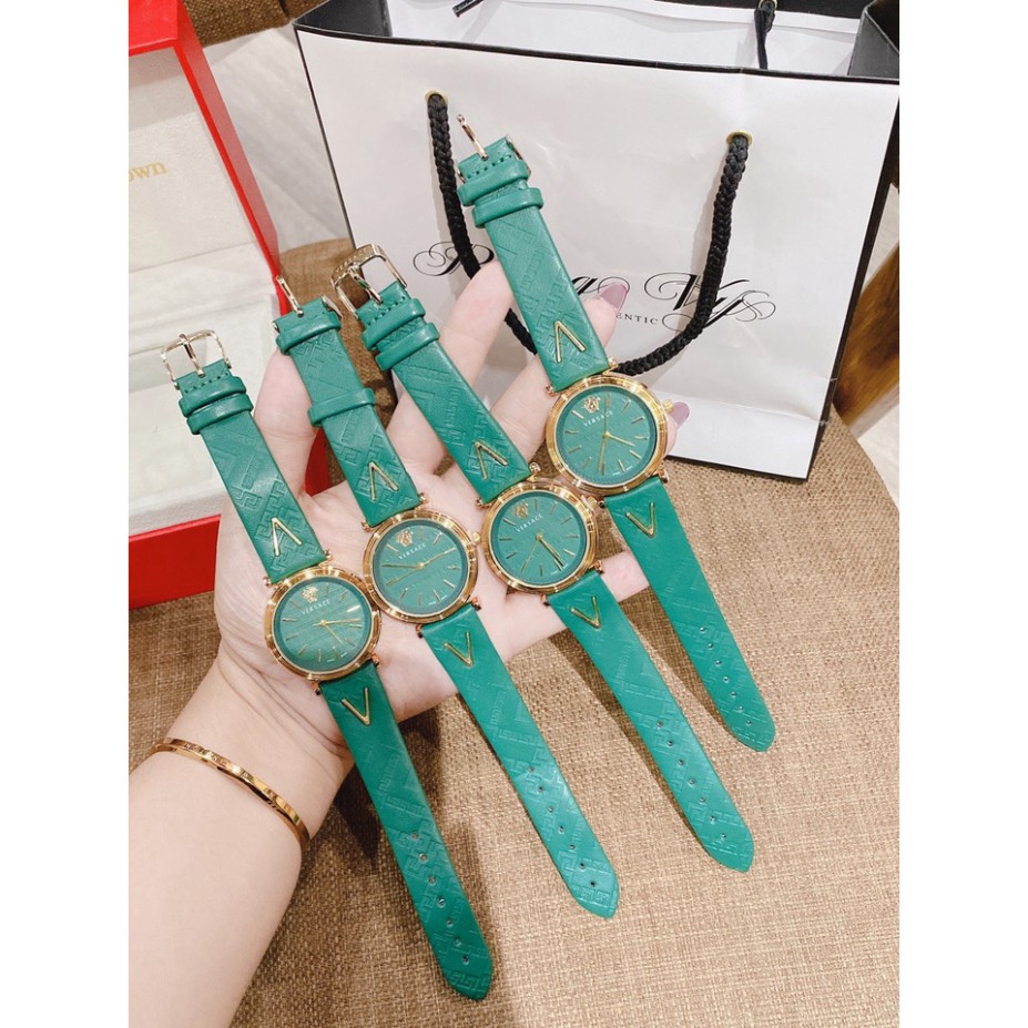 Đồng hồ nữ VS mặt tròn dây da mềm máy pin cao cấp