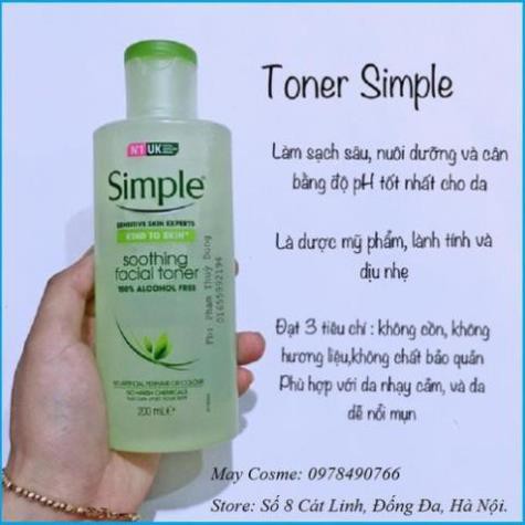 Toner Simple Kind To Skin Soothing Facial - Nước cân bằng da dịu nhẹ, dành cho da nhạy cảm - 200ml