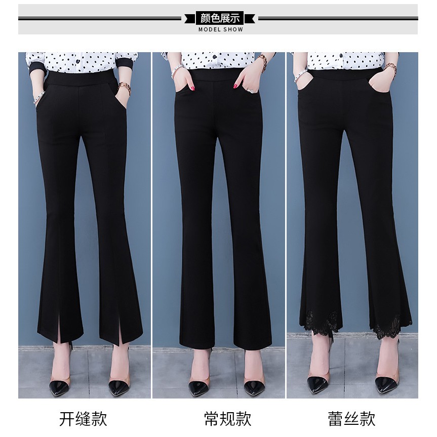 Quần tây nữ ống loe cạp cao ôm dáng vải co dãn cực đẹp | BigBuy360 - bigbuy360.vn