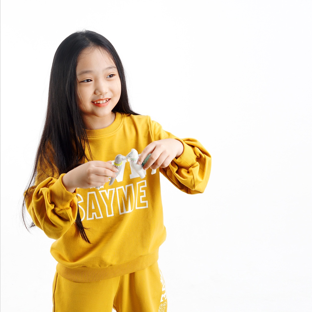 Áo nỉ bé gái SAYME nỉ thu đông cotton da cá mềm mịn dày dặn ấm áp in hoạt hình dễ thương GCSI0013