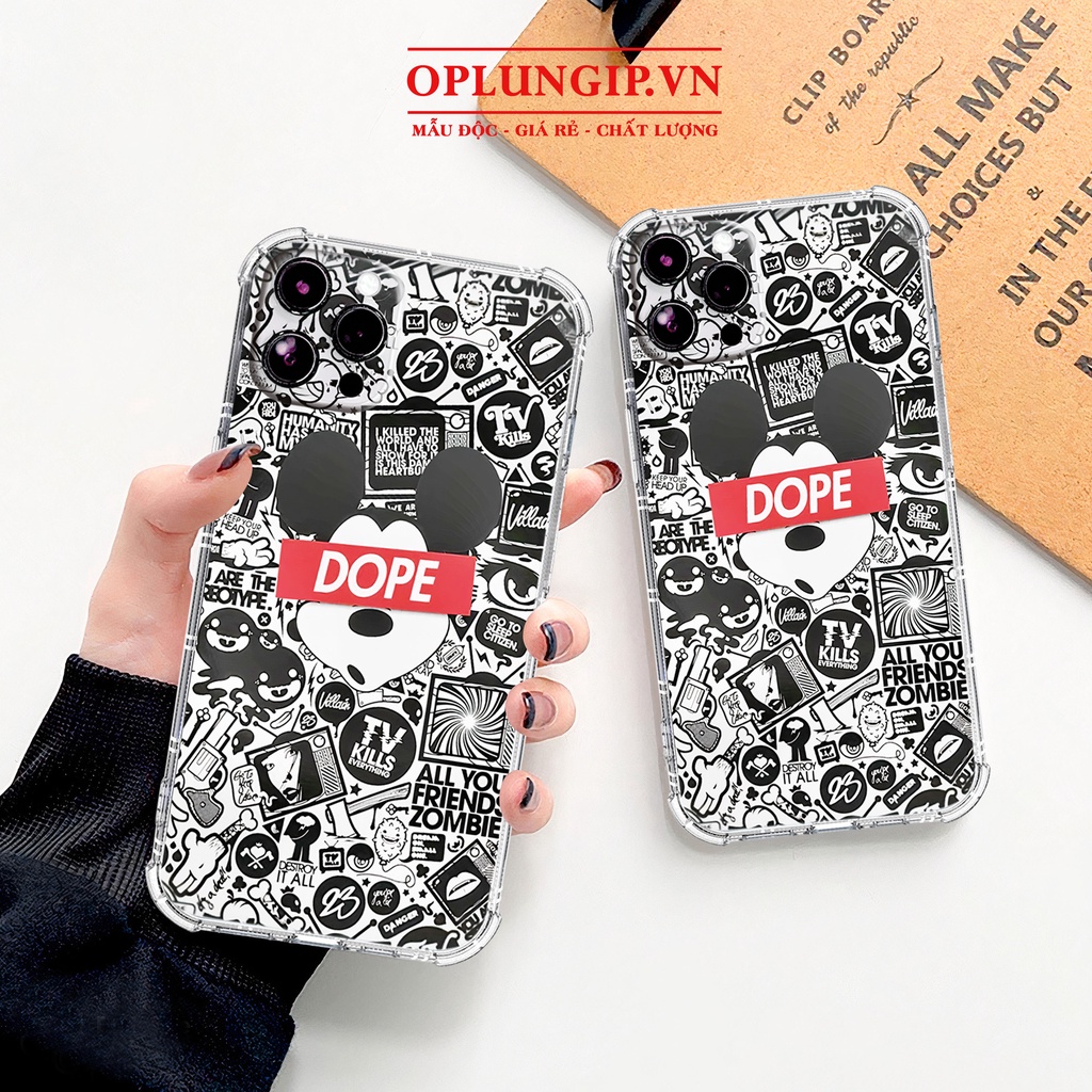 Ốp lưng iphone chống sốc trong suốt Dope cho iphone 14 13 pro max 11 12 pro max mini x xr xs max 6 s 7 8 plus se 2020