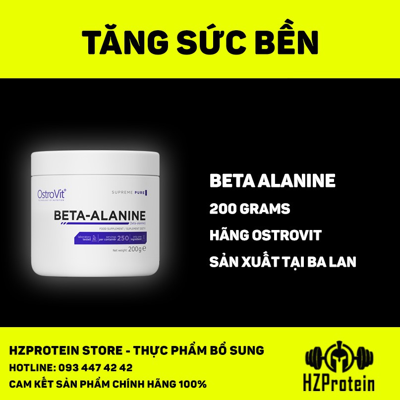 BETA ALANINE - ĐƠN CHẤT TĂNG SỨC BỀN TRONG TẬP LUYỆN CỦA OSTROVIT (200g)