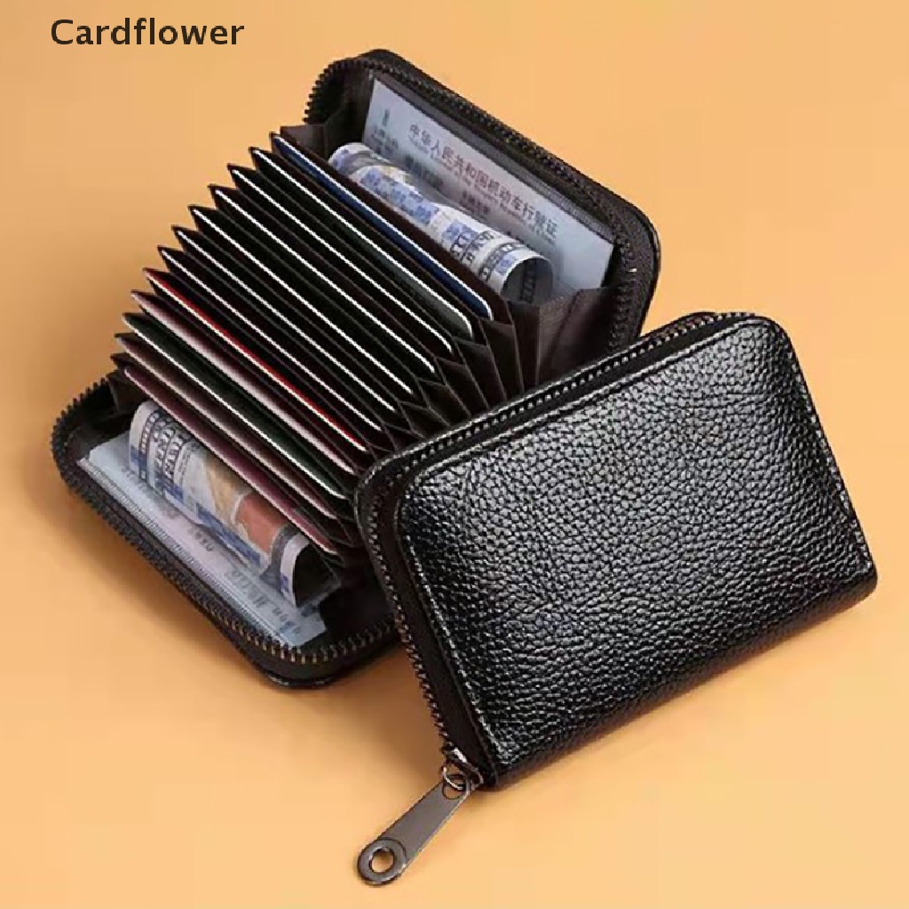 &lt; Cardflower &gt; Ví Đựng Thẻ Tín Dụng Thẻ Tín Dụng Có Dây Kéo Sức Chứa Lớn Dompet Penyekat RFID Đang Giảm Giá