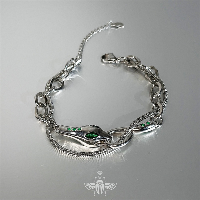 Vòng cổ Hai Lớp Mặt Hình Rắn Sang Trọng Thời Trang Cho Nữ