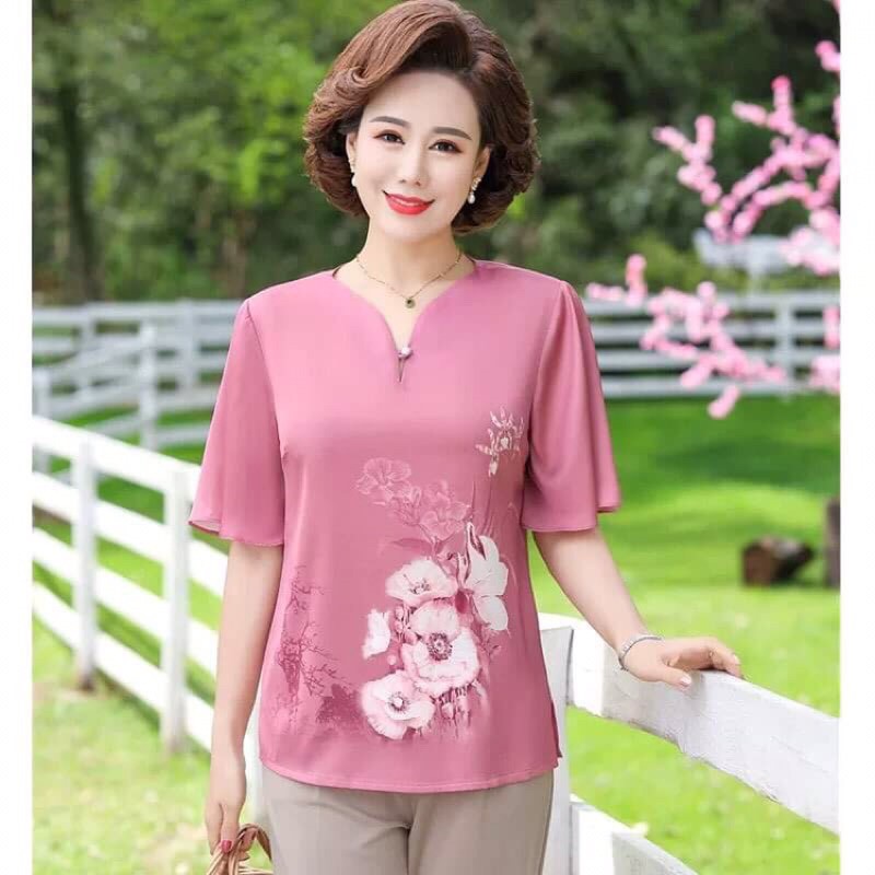 Áo lụa nữ trung niên thời trang kiểu dáng sang trọng NP1469