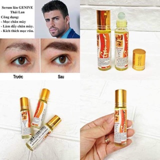 SERUM KÍCH MỌC DÀI MI VÀ DÀY CHÂN MÀY RÂU QUAI NÓN GENIVE DẠNG LĂN + CHAI XỊT KÍCH THÍCH MỌC TÓC THÁI LAN