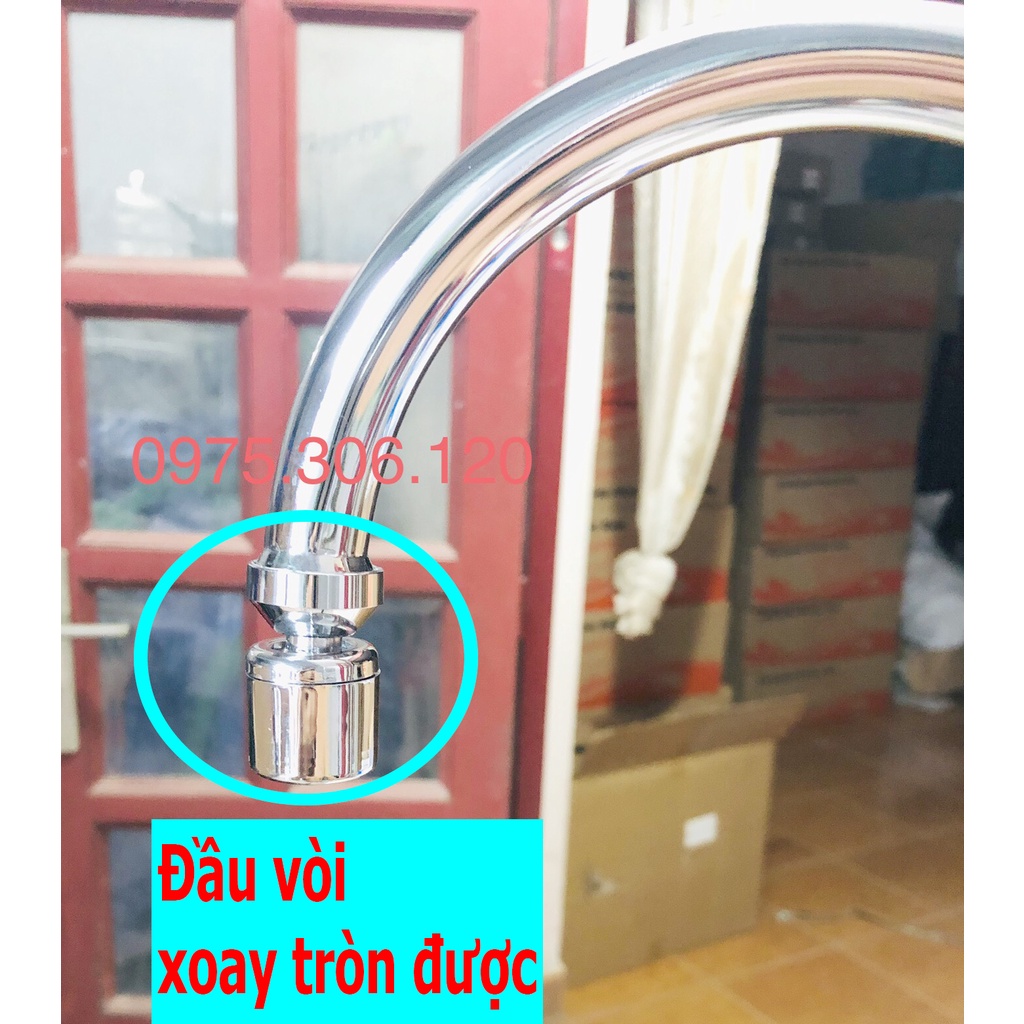 (Đầu vòi xoay tròn được) vòi rửa chén bát lạnh đồng thau xi N5015 Fotar quay 360 độ rửa được 2 hộc chậu