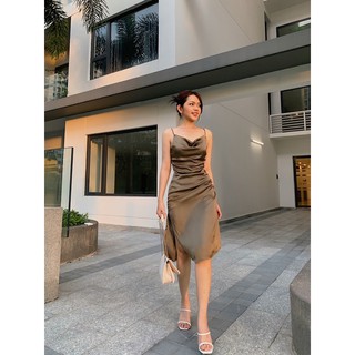 Đầm 2 dây xẻ, dây rút 1 bên