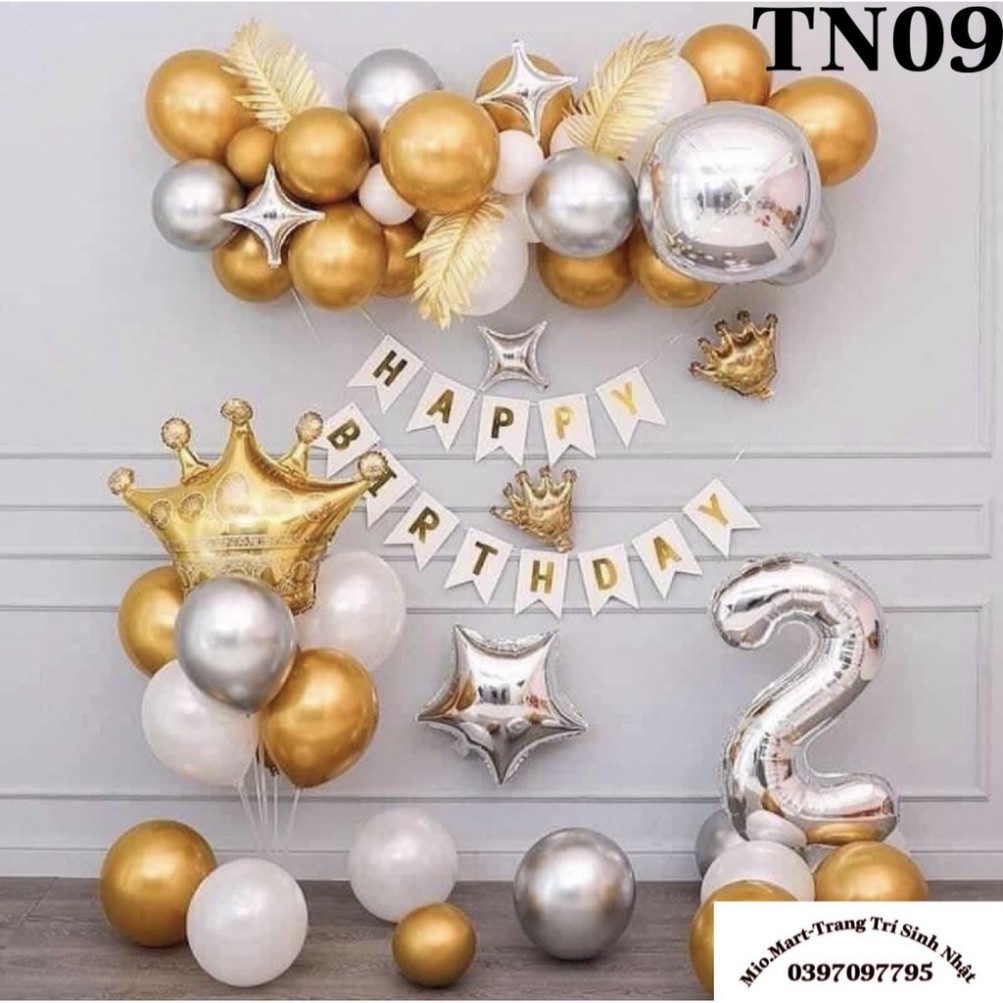 Set Trang Trí Sinh Nhật Happy Birthday + 50 Bóng Bay Siêu Đáng Yêu(Tặng Bơm,Băng Dính Chuyên Dụng,Số Tuổi) Y87