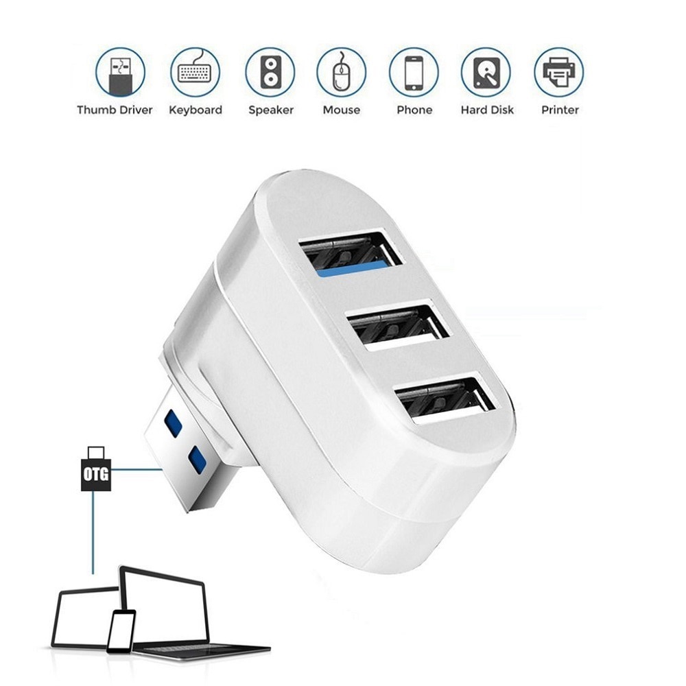 Đầu chia 3 cổng USB 2.0 tốc độ cao 180 độ