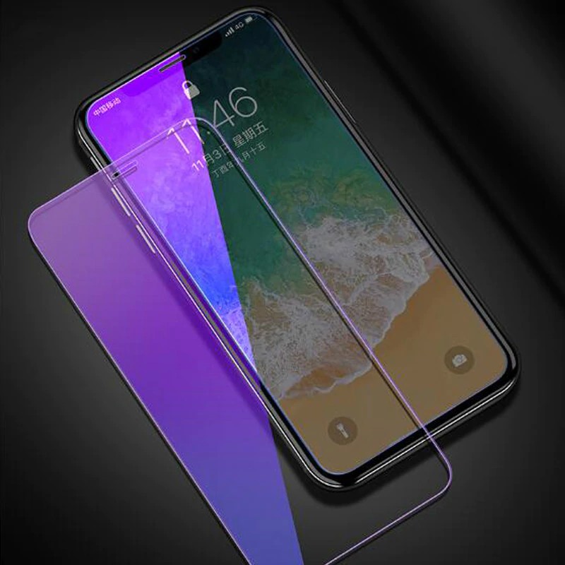 For iPhone X XS XR XSMax Chống màu xanh Kính cường lực Screen Protector Anti-blue Full Cover Tempered Glass