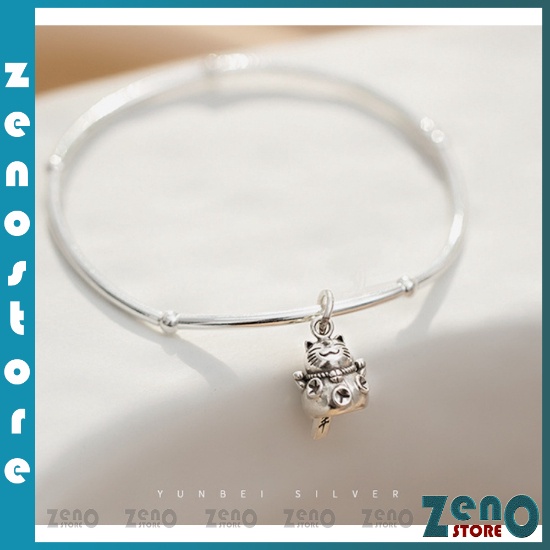 Lắc tay mèo thần tài  ZenO (full box), lắc tay hợp kim chun bo co giãn