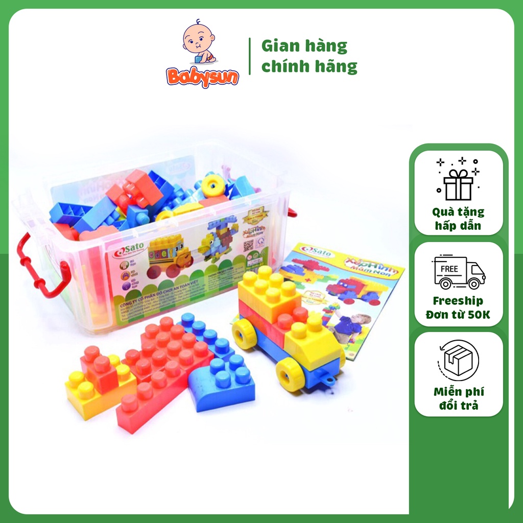 Bộ đồ chơi xếp hình cho bé mầm non 68 chi tiết tăng khả năng sáng tạo của trẻ hàng Việt Nam chất lượng cao an toàn