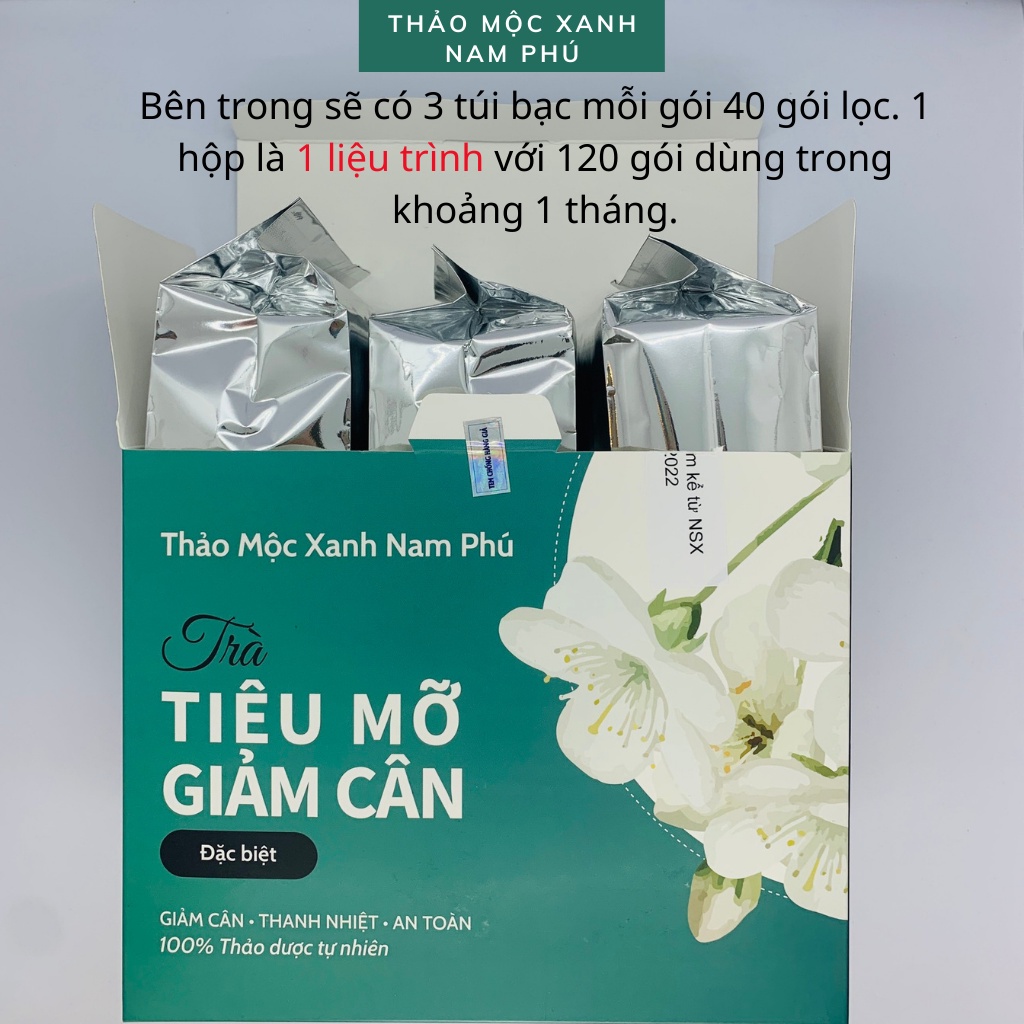 Trà Tiêu Mỡ Giảm Cân -  Thảo Mộc tự nhiên, giảm mỡ bụng, giảm béo cực hiệu quả với 9 loại thảo dược: lá sen, chè vằng...