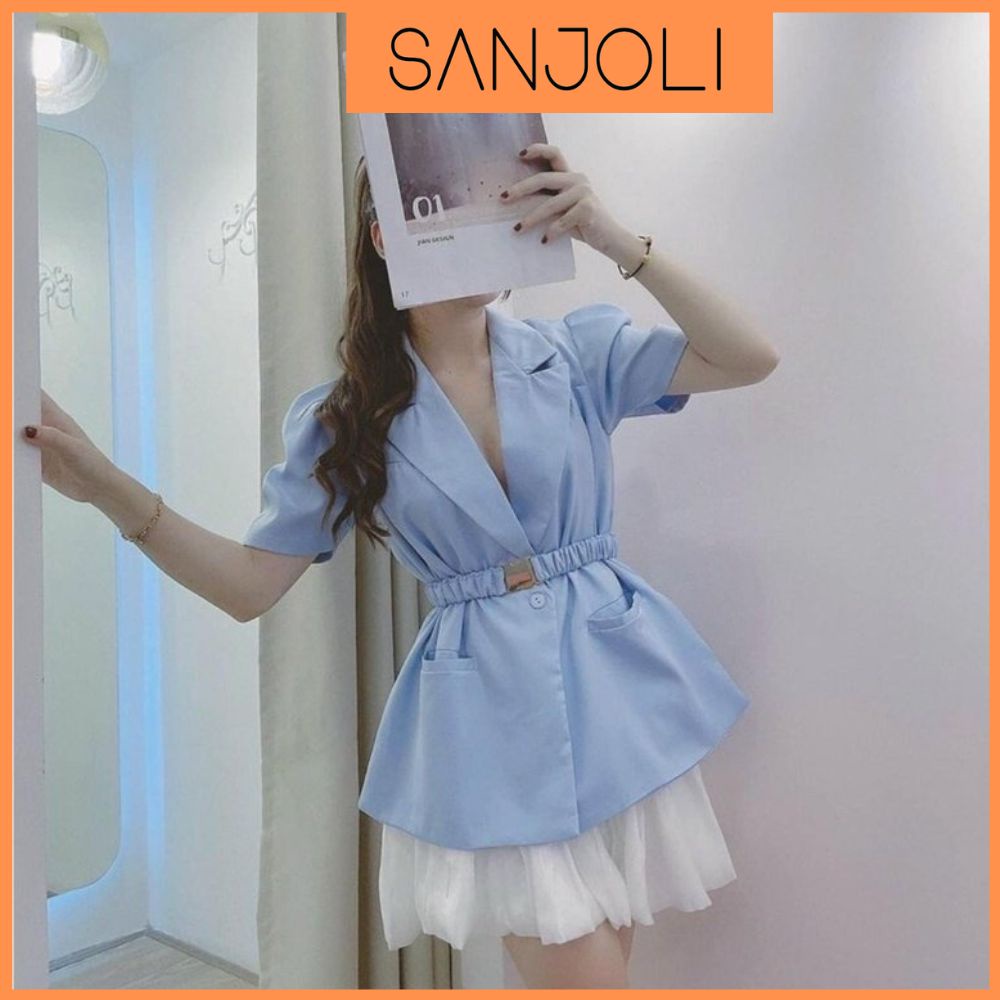 Set Vest Nữ Chân Váy SANJOLI Đầm Vest Công Sở Blazer Hàn Quốc Đẹp, Thiết kế Công Sở, Đi Dự Tiệc Cưới AOE024