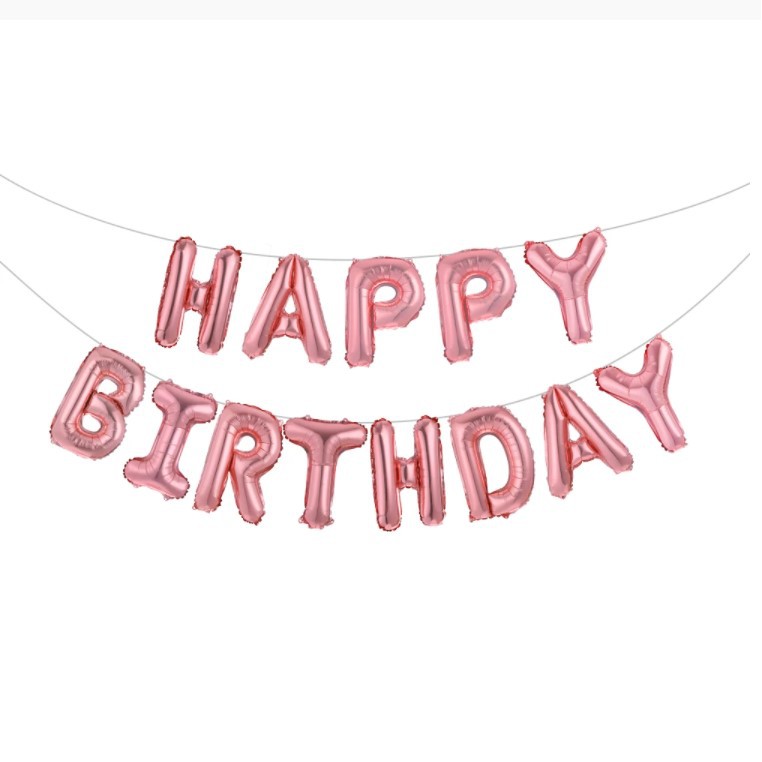 Bong Bóng chữ Happy birthday trang trí sinh nhật cao 40 cm, bộ 13 chữ Phụ kiện trang trí sinh nhật trang trí thôi nôi