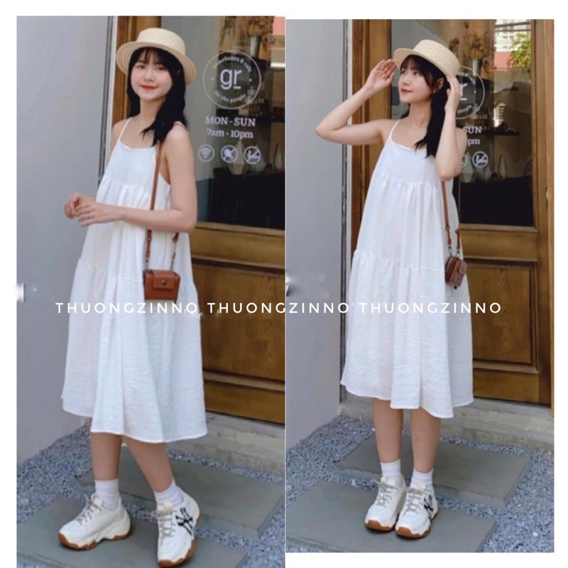 [Ảnh thật/Video]Váy hai dây Lady bồng bềnh dáng babydoll Đầm ulzzang đi biển loại đẹp