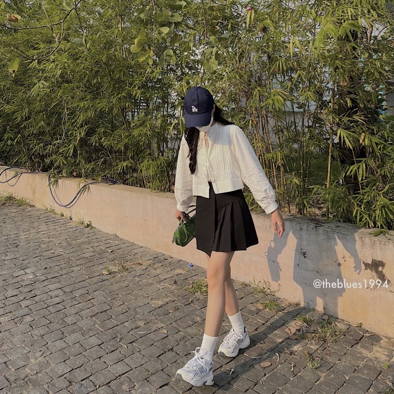 [ ẢNH THẬT KÈM VIDEO ] Áo Sơ Mi Trắng Thô Xếp Li Trước Dáng Croptop Cột Dây | BigBuy360 - bigbuy360.vn