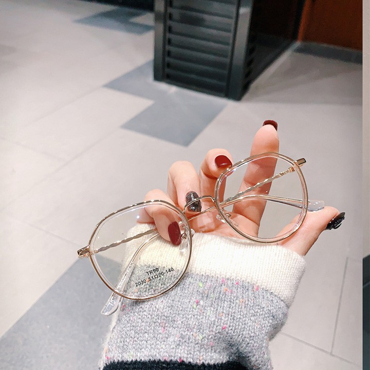 Mắt Kính Gọng Tròn Kim Loại Chống Tia UV Và Ánh Sáng Xanh Dành Cho Nữ