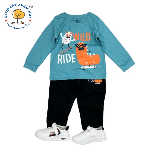 Thu Đông: Bộ Cotton Thu Đông Bé Trai In Hình Họa Tiết BCT2204 Size Thừ 2 - 8, Dành Cho Bạn Từ 11kg Đến 25kg