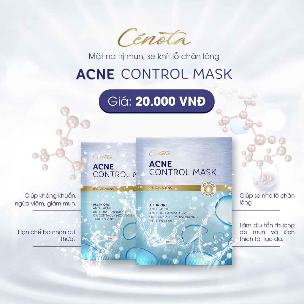 Mặt nạ ngừa mụn từ thiên nhiên, mặt nạ ngừa mụn Cénota Acne Control Mask 30ml CN05