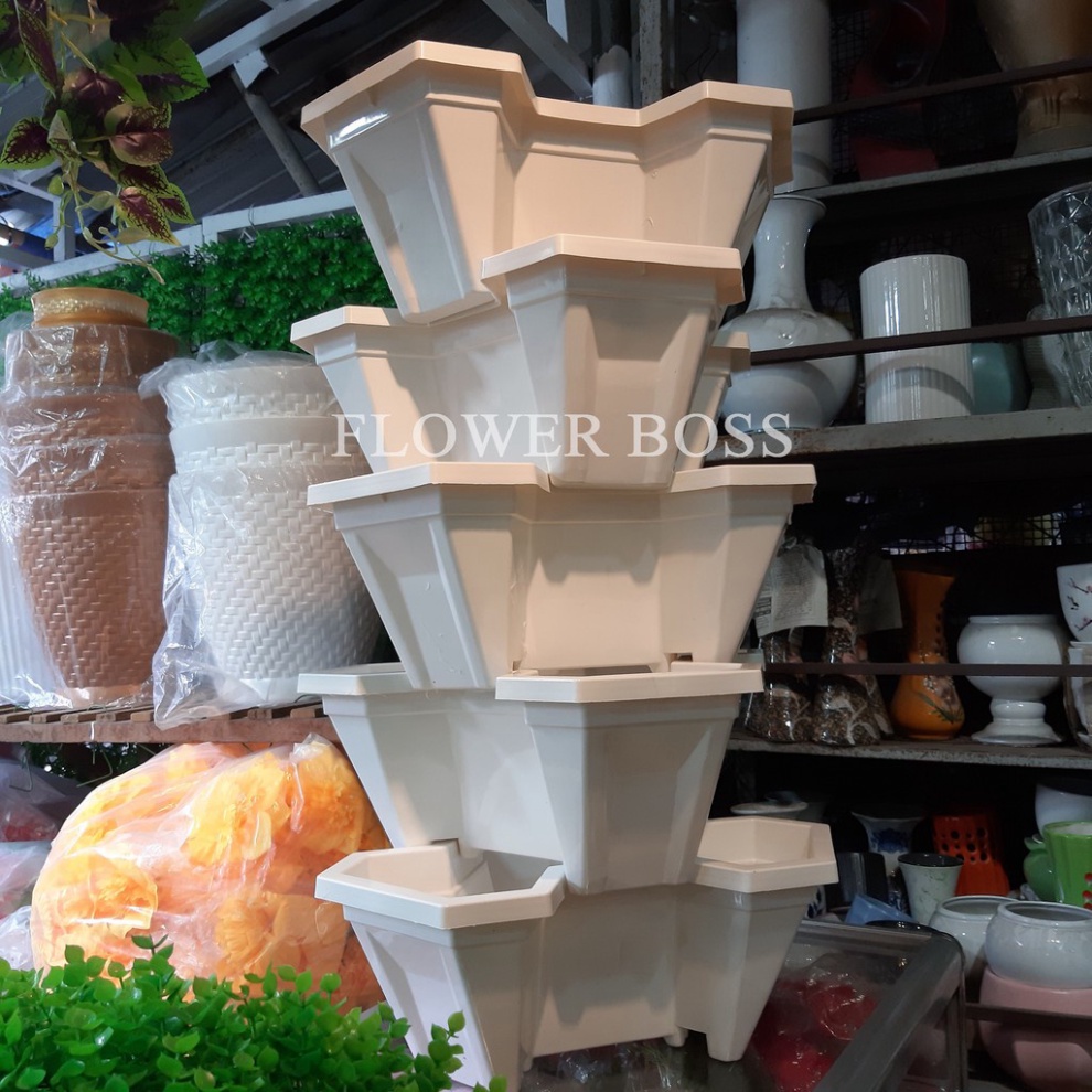 combo 10 chậu trồng hoa tam giác nhựa Việt Nhật, chậu trồng hoa xếp tầng
