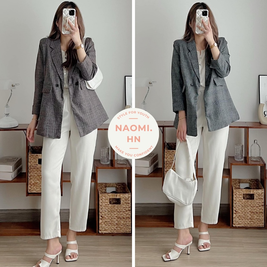 Quần baggy basic nữ 3 màu HOTHIT dáng mới phong cách công sở 1 cúc chun sau freesize.