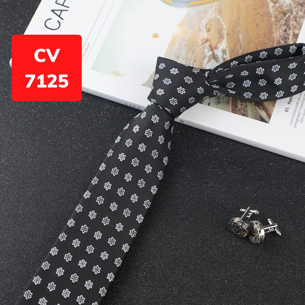 Cravat Nam cỡ trung 7cm cao cấp nhiều mẫu lựa chọn, cà vạt chú rể, Cavat dự tiệc, Calavat công sở CV-7125