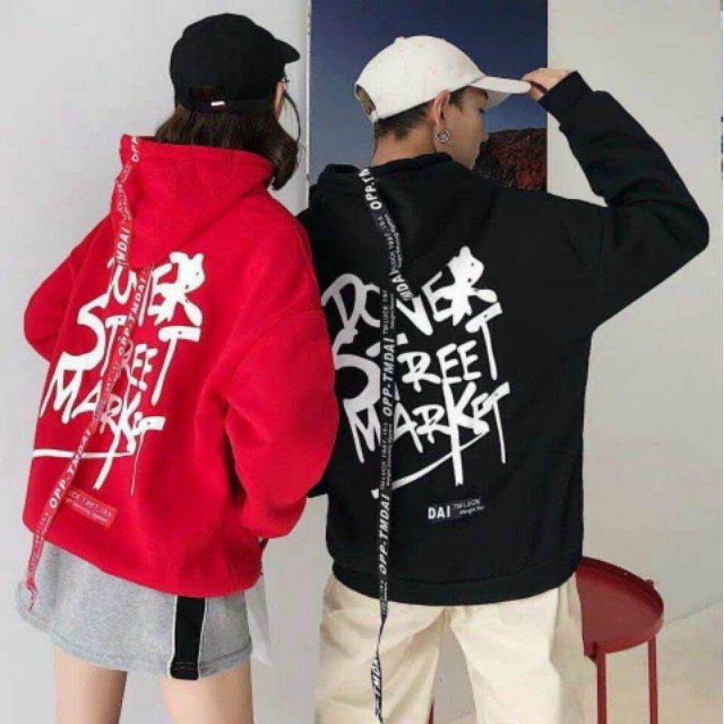 Áo hoodie  cặp có gắn dây Offwhite  sau áo,có nón phong cách Hàn(,có video)