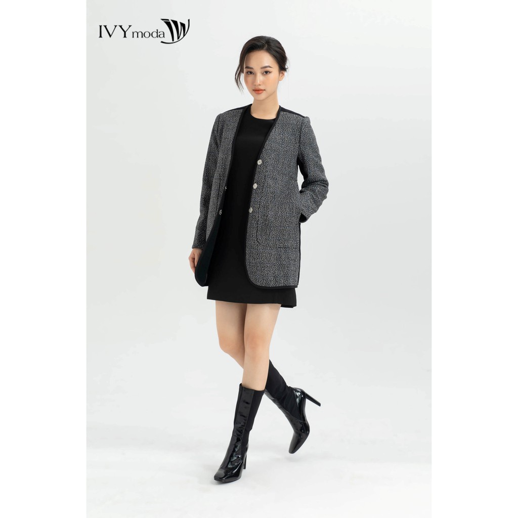 [NHẬP WABRTL5 GIẢM 10% TỐI ĐA 50K ĐH 250K ]Áo khoác dạ nữ họa tiết kẻ IVY moda MS 70M4088