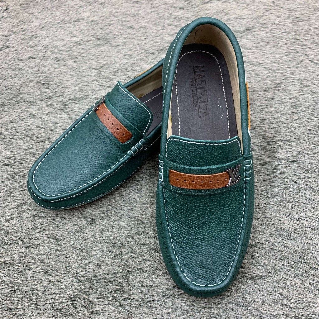 Giầy lười nam da bò đế khâu băng LV thiết kế thời trang nam tính