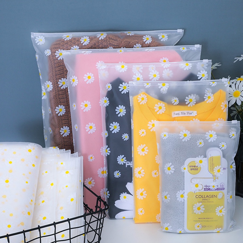 Túi đựng đồ HOUSEEKER thiết kế khóa kéo chống thấm nước trong suốt in họa tiết hoa cúc dành cho đi du lịch