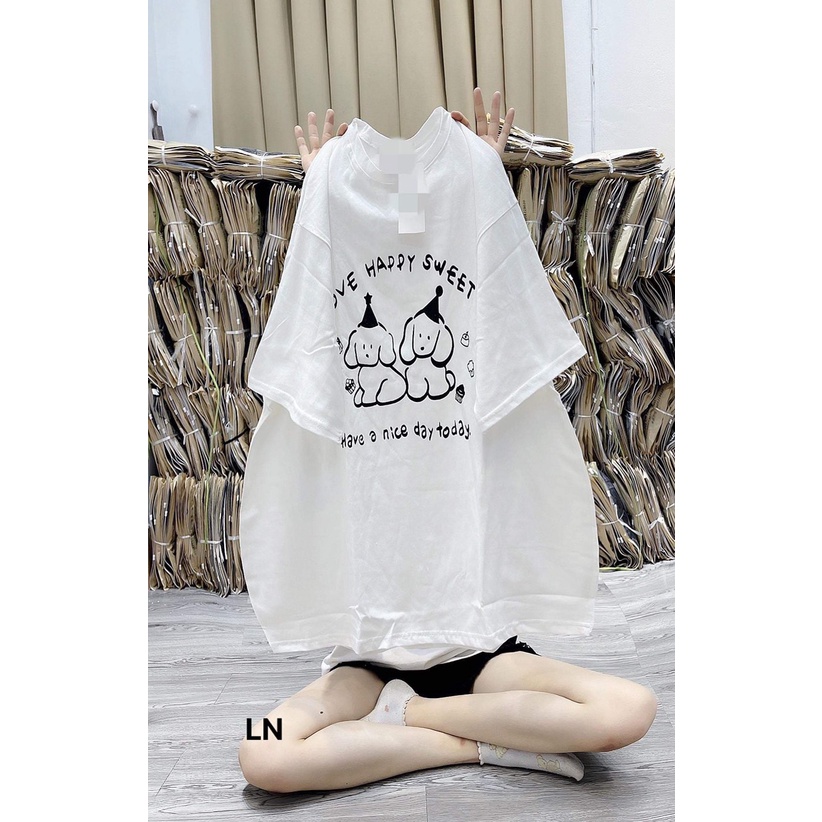 Áo phông 2 con chó form thụng-3L5N