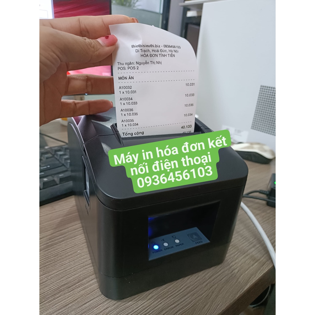 Máy in hóa đơn kết nối điện thoại sử dụng các app bán hàng Loyverse, Kiotviet, Sapo, Sổ Bán Hàng...