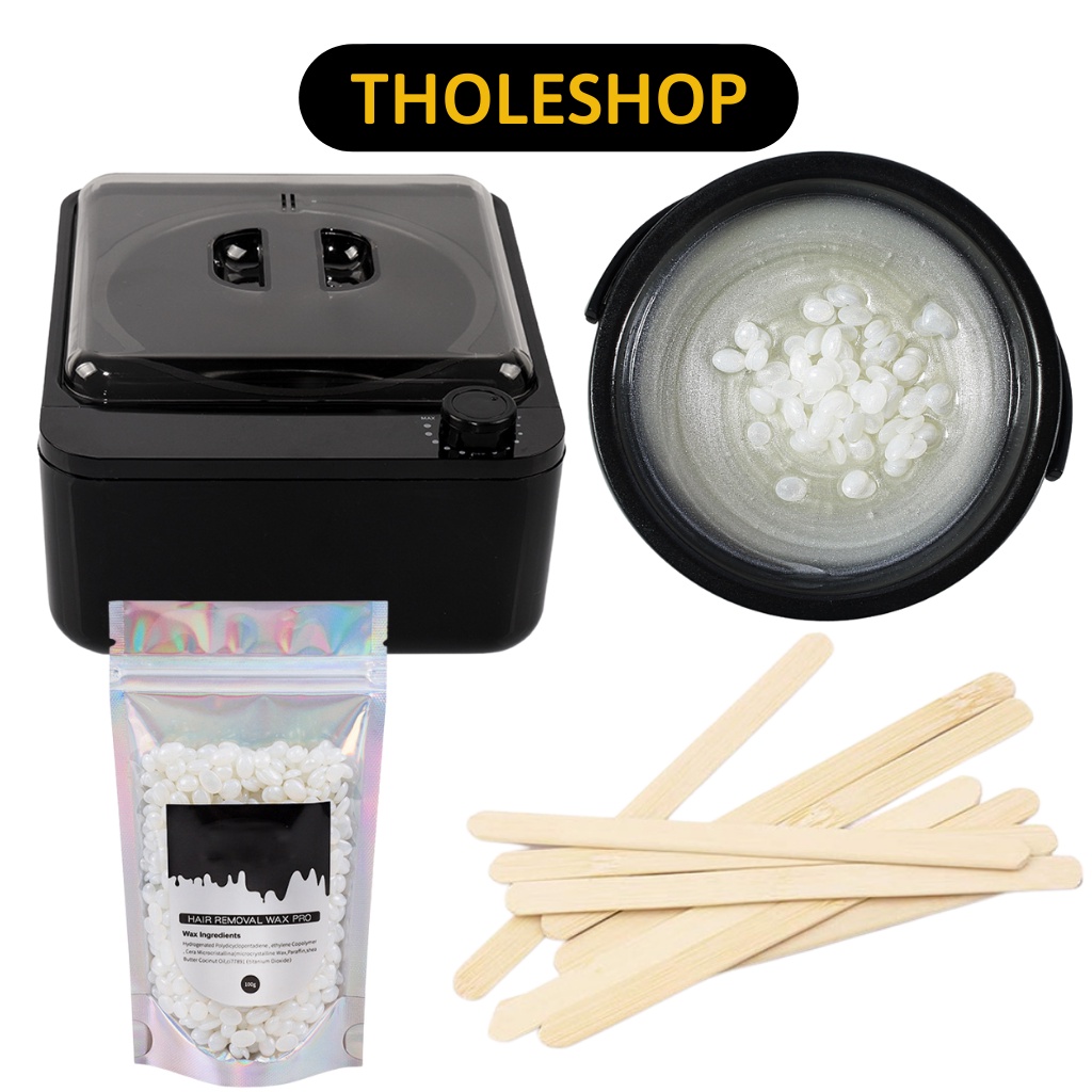 Combo Nồi Nấu Sáp Wax Lông Chống Dính + 100gr Sáp Cao Cấp Tặng Kèm 5 Que Gỗ