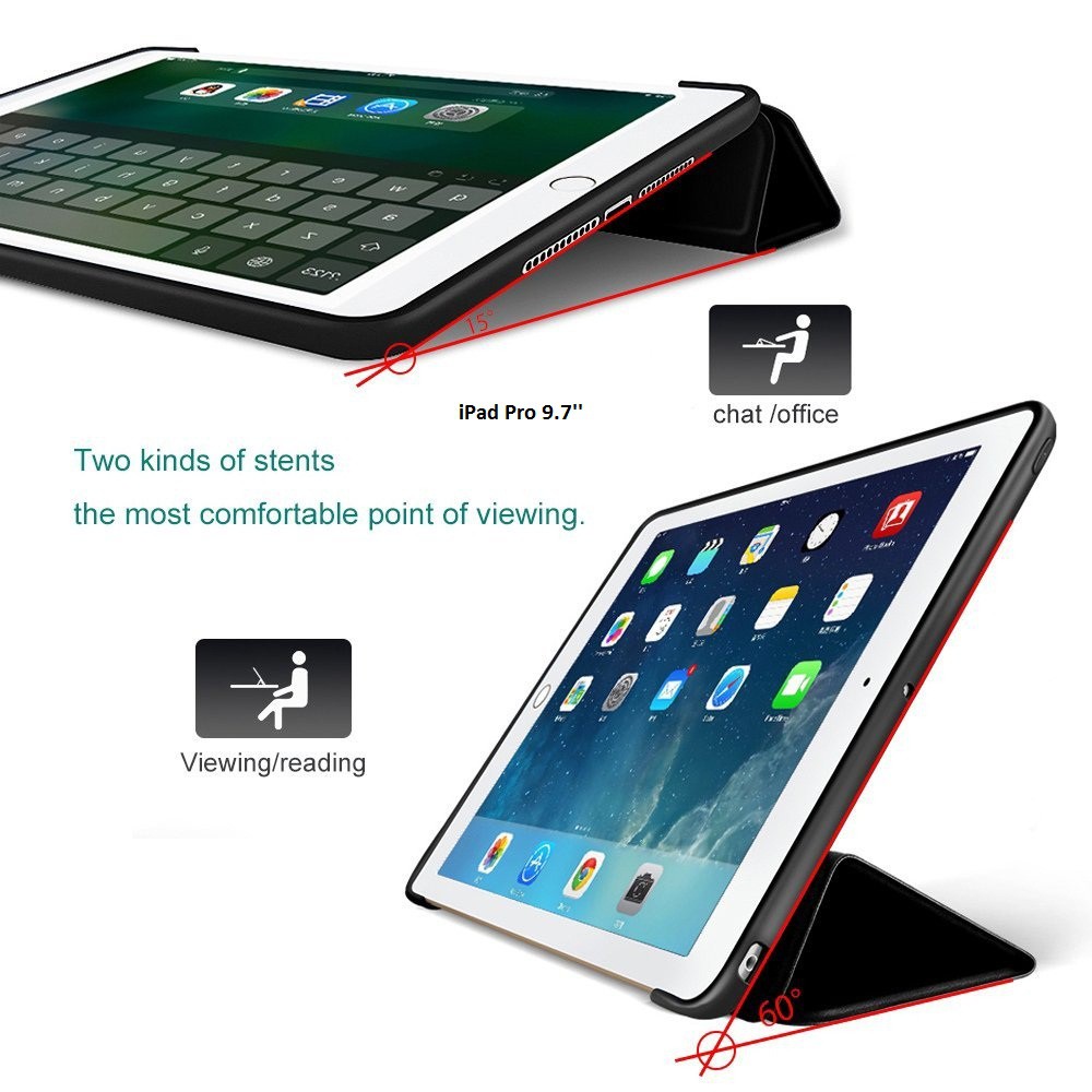 Bao da kiêm ốp lưng cho iPad Pro 9.7'' (Đen) Mẫu 3 | BigBuy360 - bigbuy360.vn